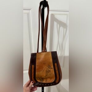 Leather Sling Bag with‎ Running Horses - Skully Leather Bag Festival Boho